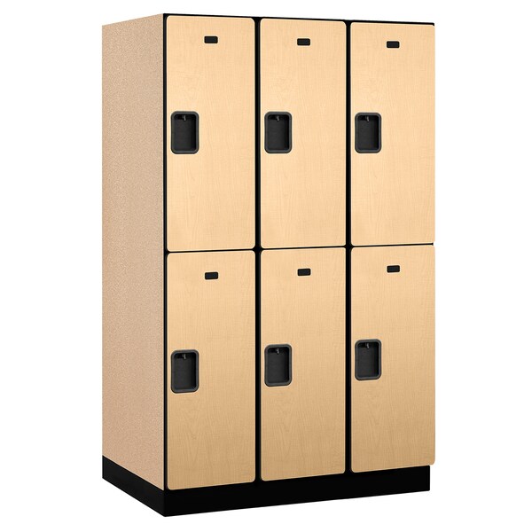 Wardrobe Locker, 45" W, 24" D, 76" H, (3) Wide, (6) Openings, Maple